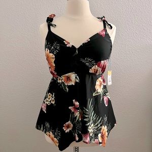 ✨KONA SOL Black Floral Tankini